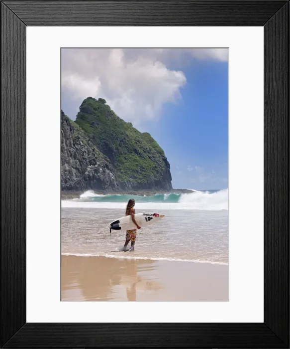 Framed Print : South America, Brazil, Pernambuco, Fernando de Noronha Island, surfer on Father s Framed Print : South America, Brazil, Pernambuco, Fernando de Noronha Island, surfer on Father s