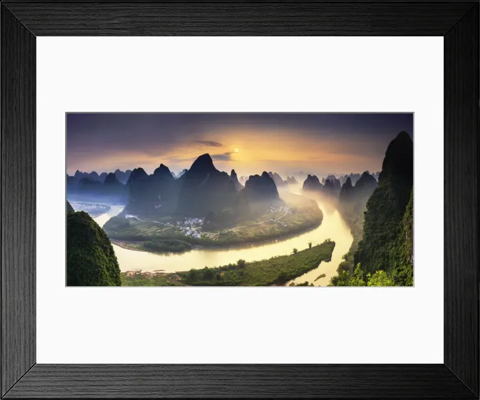 Framed Print : China, Guangxi province, Xingping village along River Li Framed Print : China, Guangxi province, Xingping village along River Li