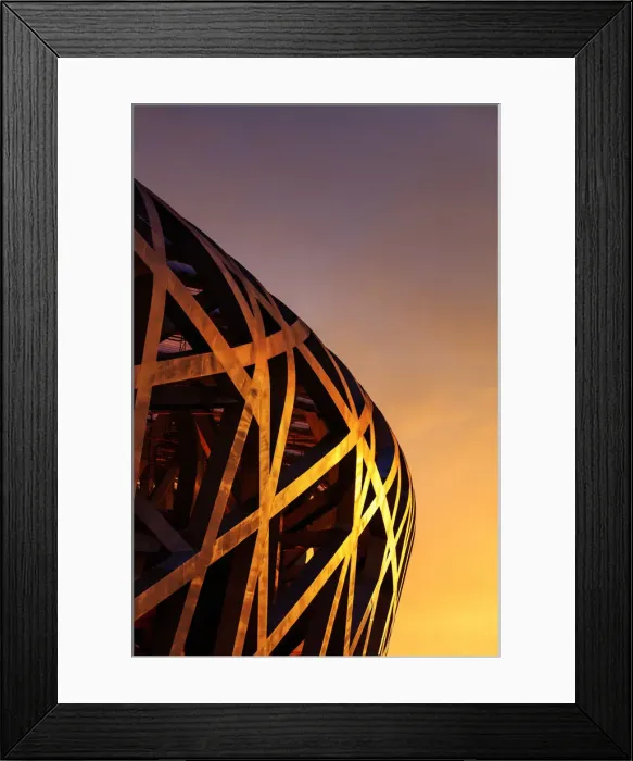 Framed Print : China, Beijing, Olympic park and famous birds nest stadium made of steel illuminated Framed Print : China, Beijing, Olympic park and famous birds nest stadium made of steel illuminated