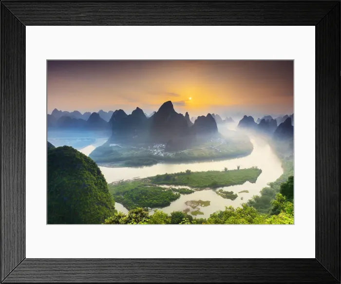Framed Print : China, Guangxi province, Xingping village along River Li