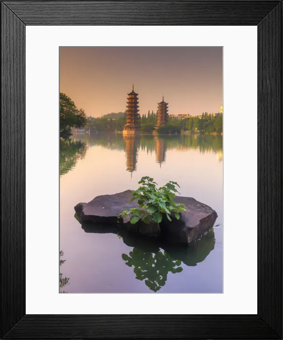 Framed Print : China, Guangxi province, Guilin, Banyan Lake Pagodas Framed Print : China, Guangxi province, Guilin, Banyan Lake Pagodas