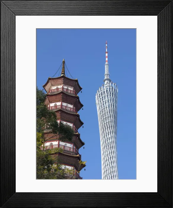 Framed Print : Canton Tower and Chigang Pagoda, Tianhe, Guangzhou, Guangdong, China
