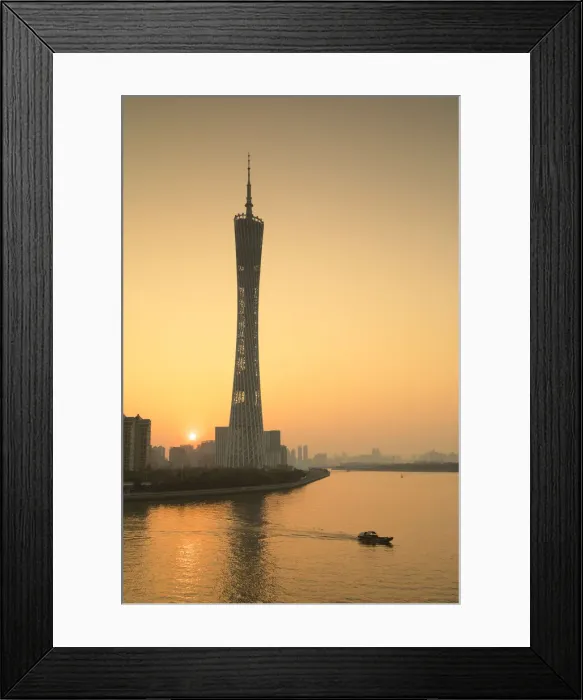 Framed Print : Canton Tower at sunset, Tianhe, Guangzhou, Guangdong, China