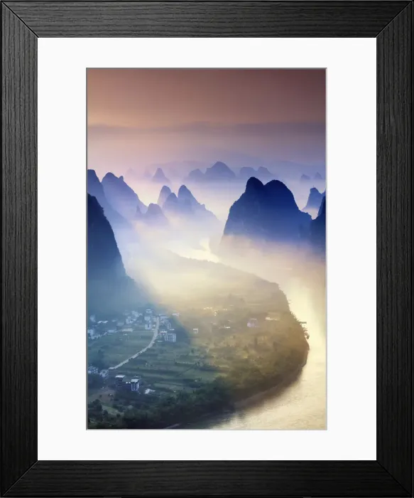 Framed Print : China, Guangxi province, Xingping village along River Li Framed Print : China, Guangxi province, Xingping village along River Li