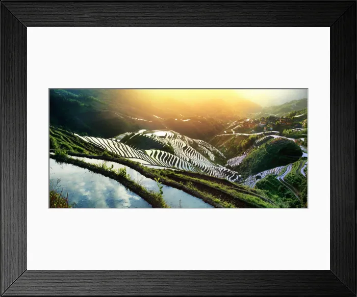 Framed Print : China, Guangxi Province, Longsheng, Long Ji rice terrace filled with water in