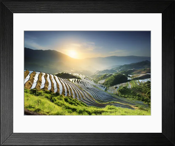 Framed Print : China, Guangxi Province, Longsheng, Long Ji rice terrace filled with water in Framed Print : China, Guangxi Province, Longsheng, Long Ji rice terrace filled with water in