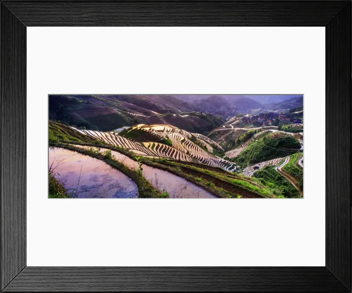 Framed Print : China, Guangxi Province, Longsheng, Long Ji rice terrace filled with water in Framed Print : China, Guangxi Province, Longsheng, Long Ji rice terrace filled with water in