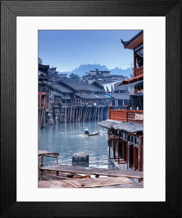 Framed Print : China, Hunan province, Fenghuang, riverside houses Framed Print : China, Hunan province, Fenghuang, riverside houses