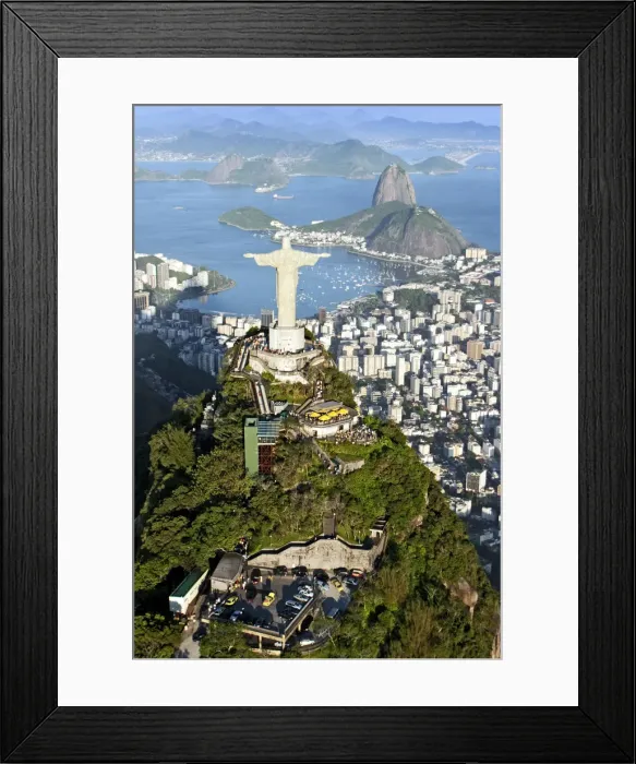 Framed Print : South America, Brazil, Rio de Janeiro state, Rio de Janeiro city, Aerial view of Corcovado