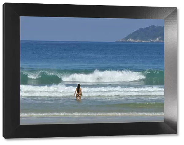 Girl in the surf, Ilha Grande, Rio de Janeiro, Brazil, South America Model release 0338