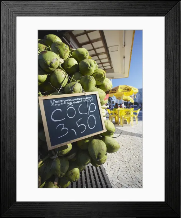 Framed Print : Fresh coconuts at cafe along Avenida Atlantica, Copacabana, Rio de Janeiro, Brazil Framed Print : Fresh coconuts at cafe along Avenida Atlantica, Copacabana, Rio de Janeiro, Brazil