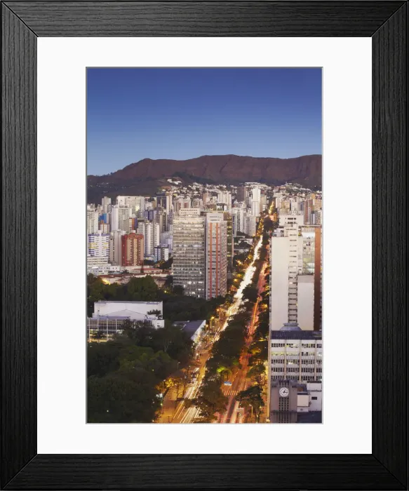 Framed Print : View of Avenida Afonso Pena and city skyline at dusk, Belo Horizonte, Minas Gerais Framed Print : View of Avenida Afonso Pena and city skyline at dusk, Belo Horizonte, Minas Gerais