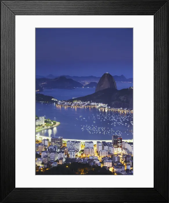 Framed Print : View of Sugar Loaf Mountain (Pao do Acucar) and Botafogo Bay at dusk, Rio de Janeiro Framed Print : View of Sugar Loaf Mountain (Pao do Acucar) and Botafogo Bay at dusk, Rio de Janeiro