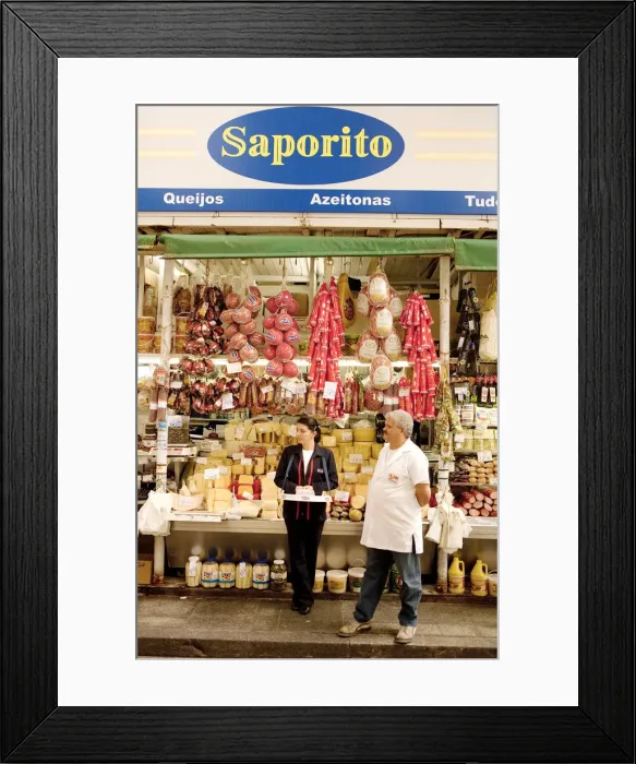Framed Print : South America, Brazil, Sao Paulo, cheeses, olives and ham for sale at the Saporito Framed Print : South America, Brazil, Sao Paulo, cheeses, olives and ham for sale at the Saporito