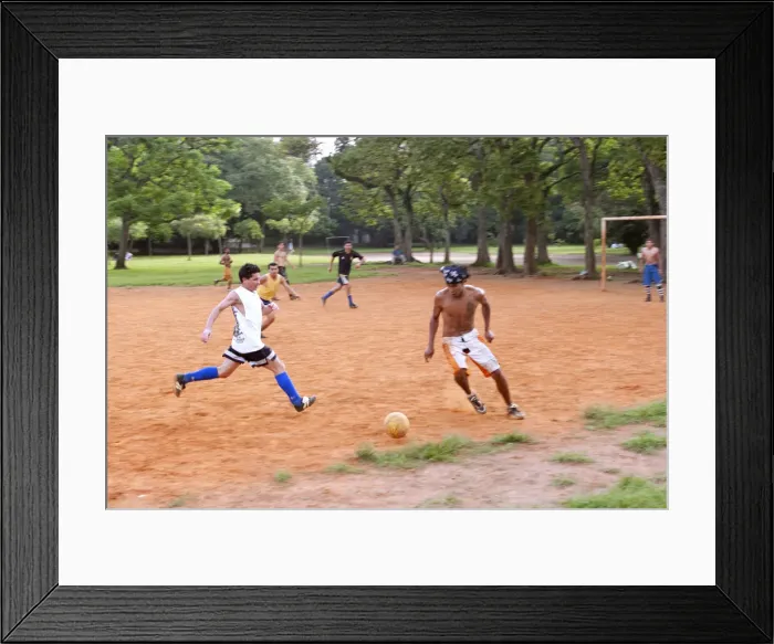 Framed Print : South America, Brazil, Sao Paulo, locals playing football in Ibirapuera Park Framed Print : South America, Brazil, Sao Paulo, locals playing football in Ibirapuera Park
