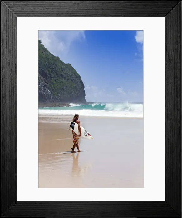 Framed Print : South America, Brazil, Pernambuco, Fernando de Noronha Island, surfer on Father s Framed Print : South America, Brazil, Pernambuco, Fernando de Noronha Island, surfer on Father s
