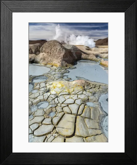 Framed Print : South America, Andes, Altiplano, Bolivia, Geysers Sol de Maanana