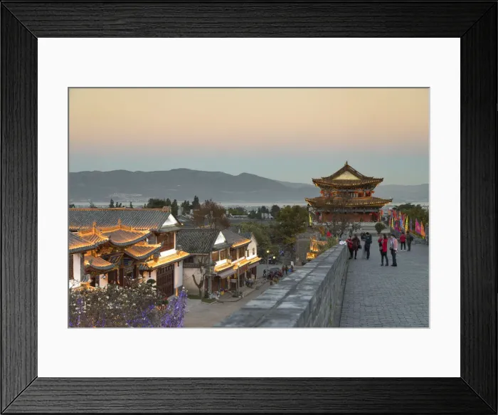 Framed Print : City Walls and South Gate at sunset, Dali, Yunnan, China Framed Print : City Walls and South Gate at sunset, Dali, Yunnan, China