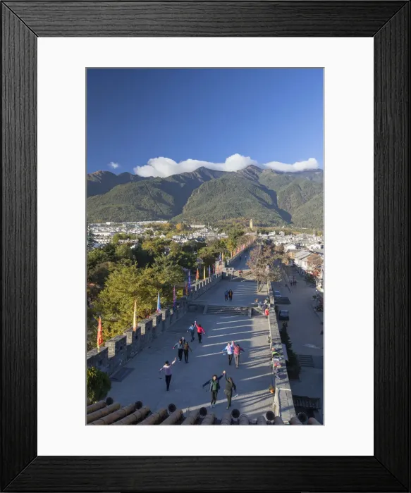 Framed Print : View of City Walls and Cang Mountains, Dali, Yunnan, China Framed Print : View of City Walls and Cang Mountains, Dali, Yunnan, China