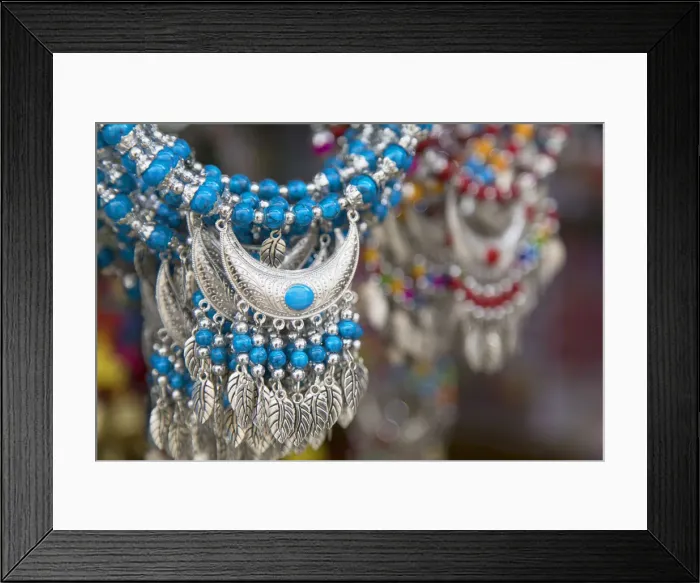 Framed Print : Souvenir jewellery, Lijiang (UNESCO World Heritage Site), Yunnan, China Framed Print : Souvenir jewellery, Lijiang (UNESCO World Heritage Site), Yunnan, China