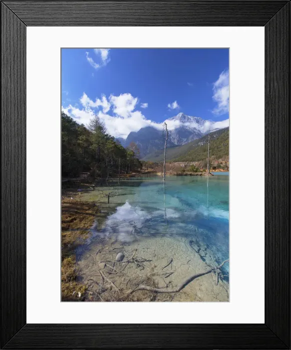 Framed Print : Blue Moon Lake and Jade Dragon Snow Mountain (Yulong Xueshan), Lijiang, Yunnan, China Framed Print : Blue Moon Lake and Jade Dragon Snow Mountain (Yulong Xueshan), Lijiang, Yunnan, China