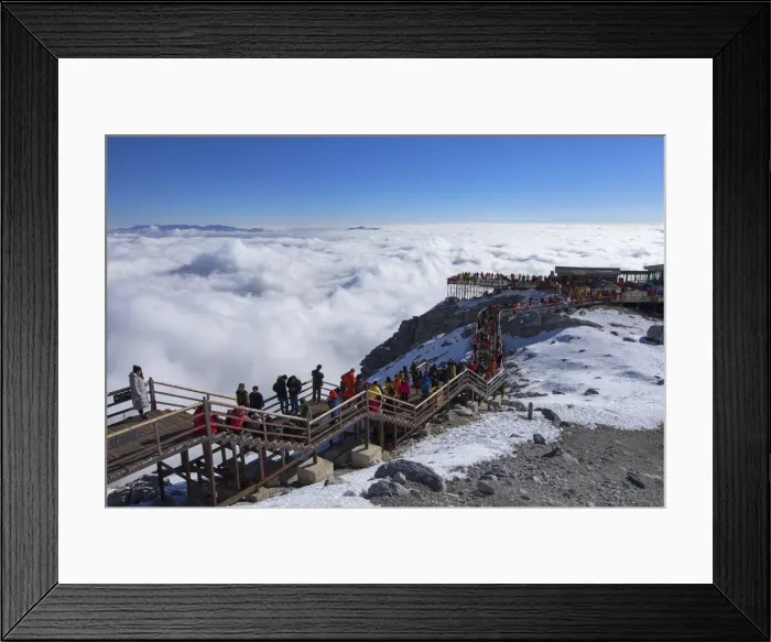 Framed Print : Tourists on Jade Dragon Snow Mountain (Yulong Xueshan), Lijiang, Yunnan, China Framed Print : Tourists on Jade Dragon Snow Mountain (Yulong Xueshan), Lijiang, Yunnan, China