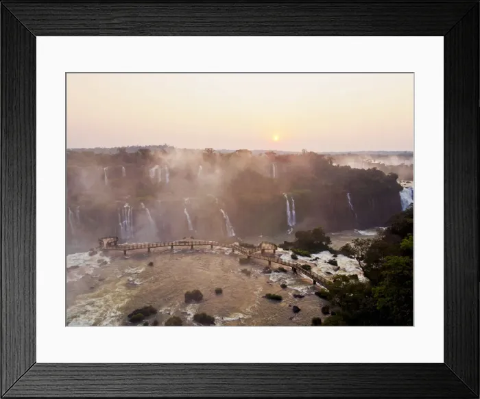 Framed Print : Brazil, State of Parana, Foz do Iguacu, View of the Sunset over Iguazu Falls Framed Print : Brazil, State of Parana, Foz do Iguacu, View of the Sunset over Iguazu Falls