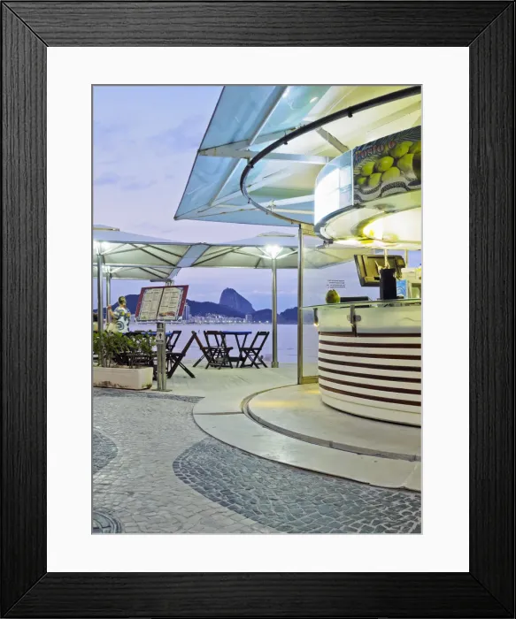 Framed Print : Brazil, City of Rio de Janeiro, Twilight view of the Portuguese wave pattern pavement Framed Print : Brazil, City of Rio de Janeiro, Twilight view of the Portuguese wave pattern pavement