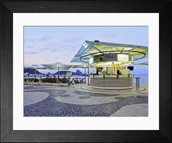 Framed Print : Brazil, City of Rio de Janeiro, Twilight view of the Portuguese wave pattern pavement
