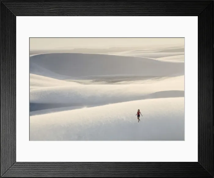 Framed Print : Brazil, Maranhao, Atins, Lencois Maranhenses national park, people standing in