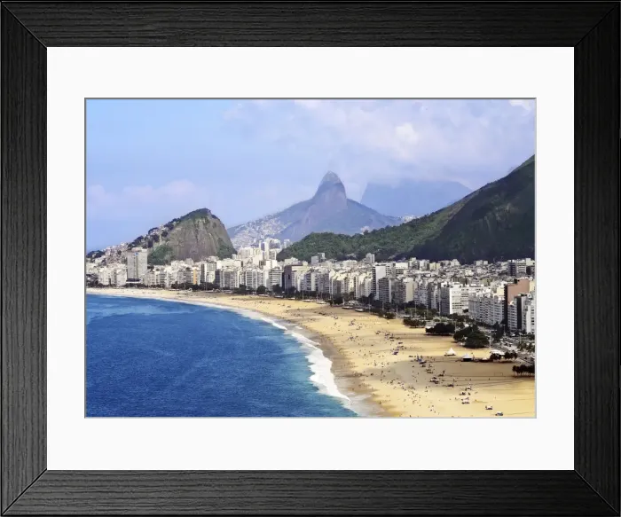 Framed Print : Brazil, City of Rio de Janeiro, Leme, Copacabana Beach viewed from the Forte Duque
