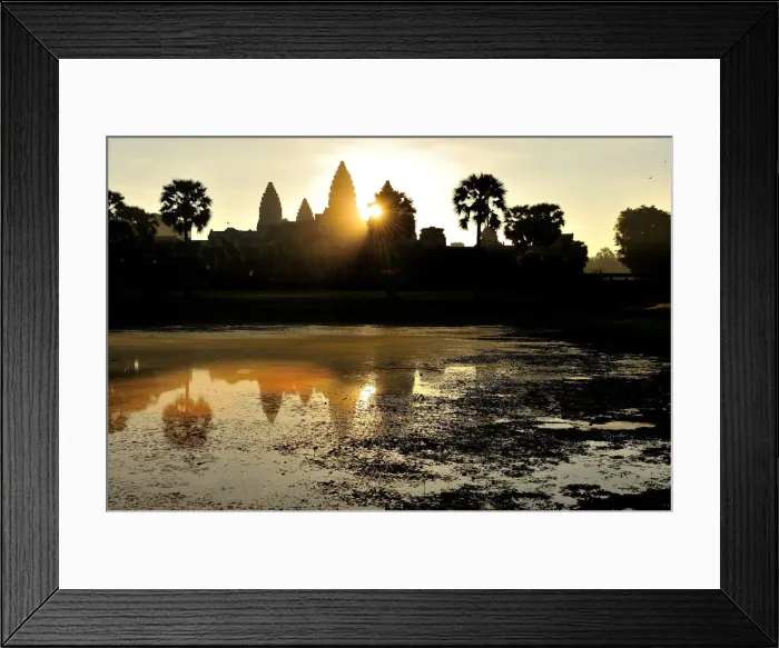 Framed Print : Cambodia, Siem Reap, Angkor Wat temple at sunrise
