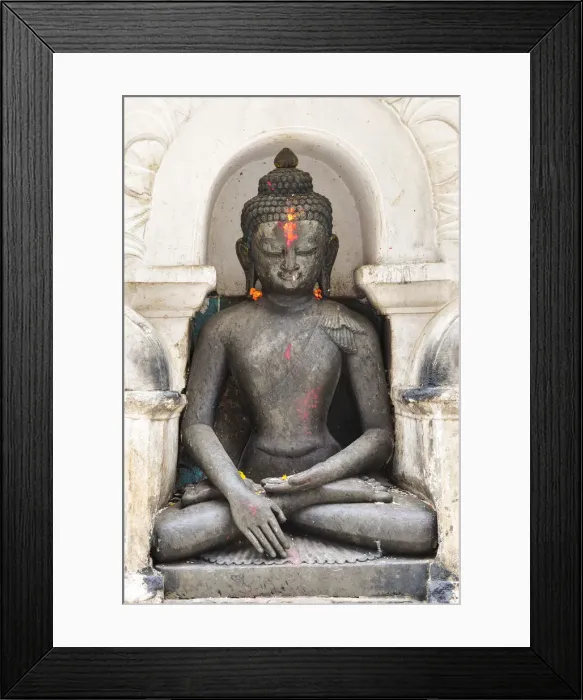 Framed Print : Buddha Statue in Swayambhunath temple, Kathmandu Valley, Nepal, Asia Framed Print : Buddha Statue in Swayambhunath temple, Kathmandu Valley, Nepal, Asia