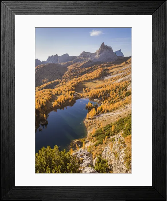 Framed Print : High angle view of lake Federa, Cortina d Ampezzo, Belluno district, Veneto, Italy Framed Print : High angle view of lake Federa, Cortina d Ampezzo, Belluno district, Veneto, Italy