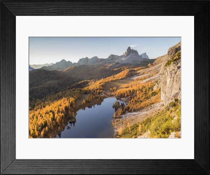 Framed Print : High angle view of lake Federa, Cortina d Ampezzo, Belluno district, Veneto, Italy