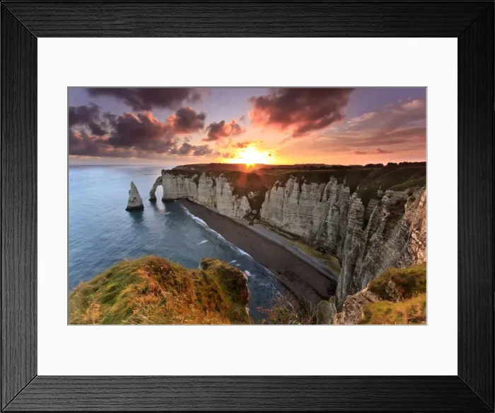 Framed Print : Sunrise over the cliff of Etretat in Normandy, France Framed Print : Sunrise over the cliff of Etretat in Normandy, France