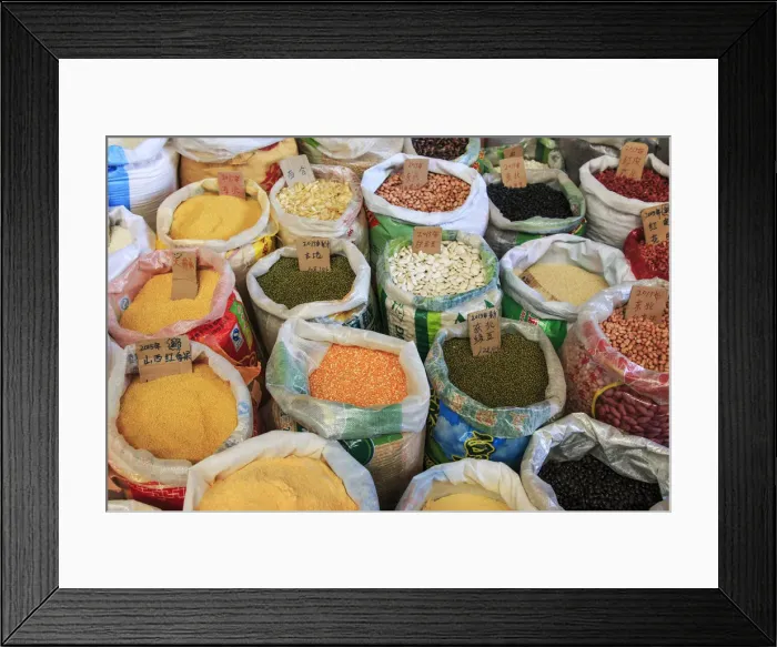 Framed Print : Spices for sale in a traditional market of kunming in China Framed Print : Spices for sale in a traditional market of kunming in China