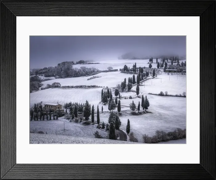 Framed Print : Snowy roads, Val d Orcia, Monticchiello, Siena, Tuscany, Italy Framed Print : Snowy roads, Val d Orcia, Monticchiello, Siena, Tuscany, Italy