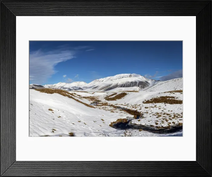Framed Print : Winter in Sibillini Mountains National Park, Castelluccio di Norcia village, Perugia Framed Print : Winter in Sibillini Mountains National Park, Castelluccio di Norcia village, Perugia