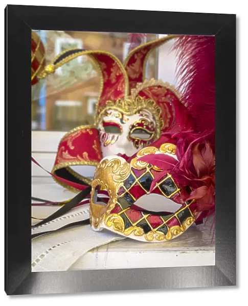 Venetians masks, Burano artisanship, Burano village, Venice district, Veneto, Italy