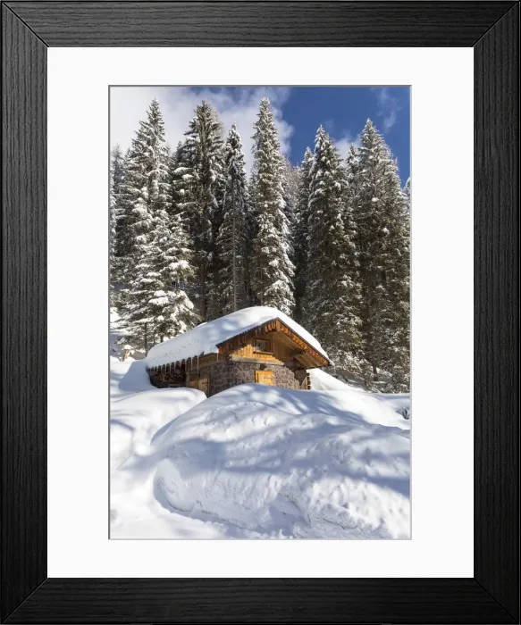 Framed Print : Chalet near Falcade village, Belluno district, Veneto, Italy
