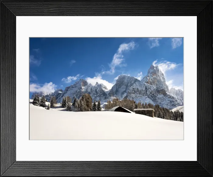 Framed Print : Pale di San Martino mountains, View of Passo Rolle, San Martino di Castrozza village Framed Print : Pale di San Martino mountains, View of Passo Rolle, San Martino di Castrozza village