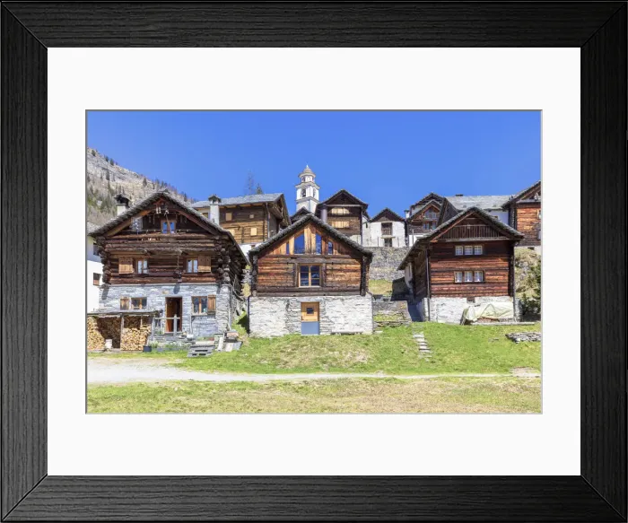 Framed Print : Traditional houses of Bosco Gurin, Vallemaggia, Canton of Ticino, Switzerland, Europe