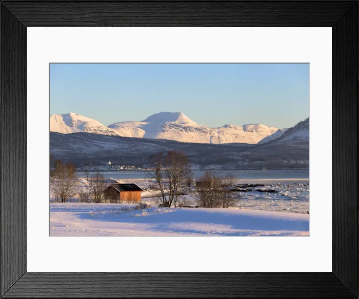 Framed Print : Winter panorama around Gibostad. Gibostad, Gisundet, Senja, Norway, Europe Framed Print : Winter panorama around Gibostad. Gibostad, Gisundet, Senja, Norway, Europe