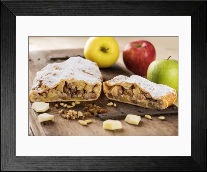Framed Print : apple strudel, Dolomites, Trentino, Alto Adige, tipical product, food Framed Print : apple strudel, Dolomites, Trentino, Alto Adige, tipical product, food