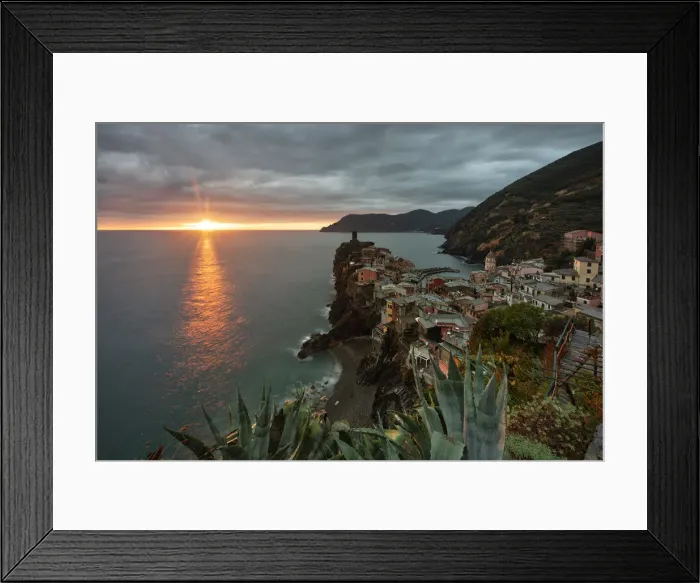 Framed Print : classic view of Vernazza at sunset, national park of Cinque Terre, municipality of Framed Print : classic view of Vernazza at sunset, national park of Cinque Terre, municipality of