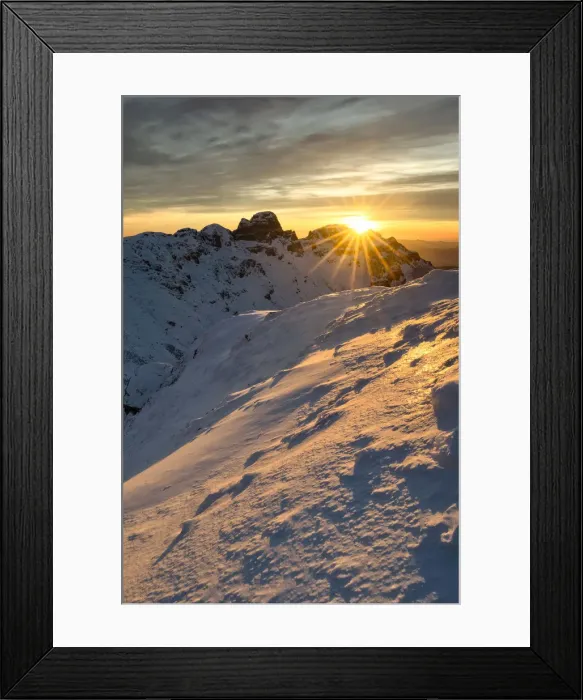 Framed Print : Winter sunset at Gendarme mountain, Cerreto Laghi, municipality of Ventasso, Reggio Framed Print : Winter sunset at Gendarme mountain, Cerreto Laghi, municipality of Ventasso, Reggio