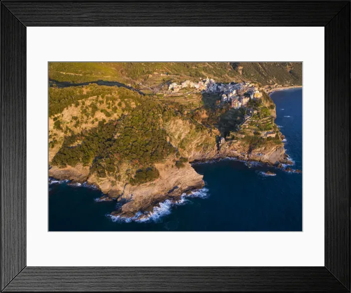 Framed Print : aerial view of Corniglia in winter day, municipality of Vernazza, Cinque Terre, La