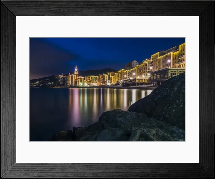 Framed Print : Christmas lighting at night, Camogli, Genova, Liguria, Italy Framed Print : Christmas lighting at night, Camogli, Genova, Liguria, Italy