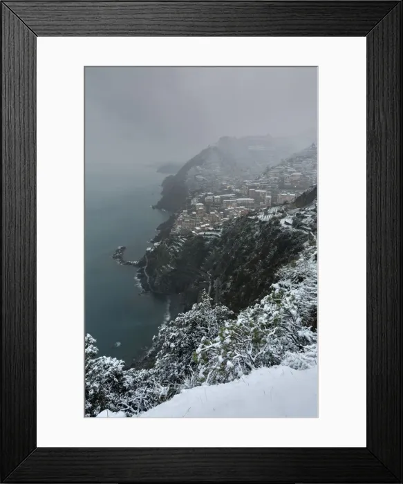 Framed Print : Snow in Riomaggiore, municipality of Riomaggiore, La Spezia provence, Liguria district Framed Print : Snow in Riomaggiore, municipality of Riomaggiore, La Spezia provence, Liguria district